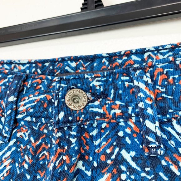 Levi's Shorts Women 4 Blue Orange Graphic Print Jean Denim Casual Bottoms - Picture 3 of 7
